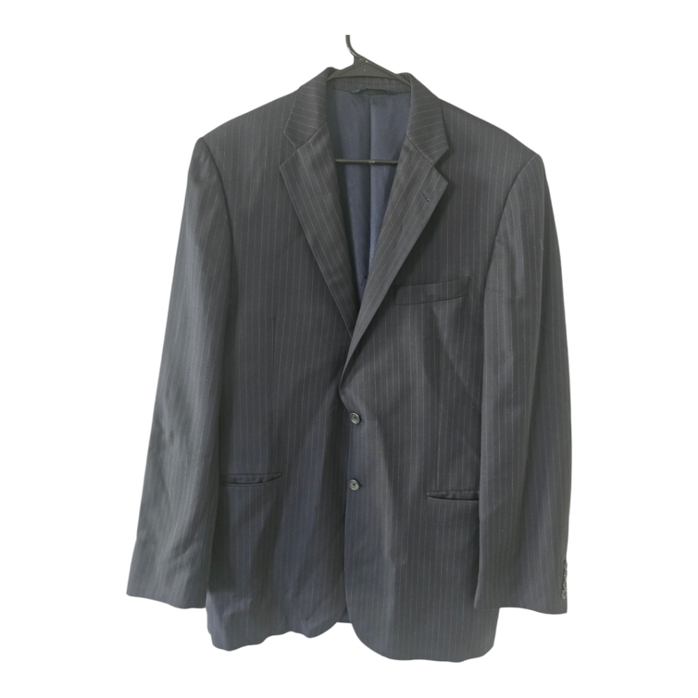Burberry London Pinstripe Blazer Sports Coat Men Sz 42L Gray 100% Wool 2Button